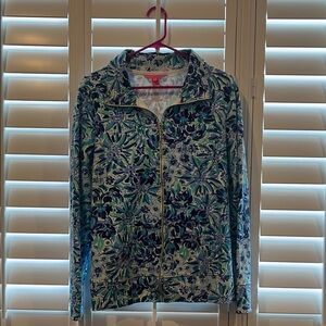 Lilly Pulitzer Blue and Green Leona Zip Up Iris Blue High Maintenance
